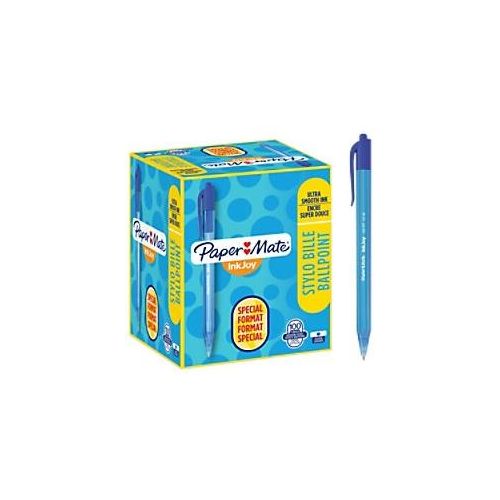 3501170977446 - Paper Mate InkJoy 100RT Retractable Kugelschreiber | mittlere Spitze (10 mm) | Blau | 100 Stück