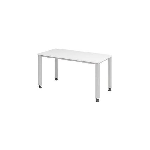 4032062188750 - Schreibtisch Q-Serie mini VQS614 W manuell höhenverstellbar  140x672cm (BxT) rechteckig weiß   Silber 4032062188750 Hammerb