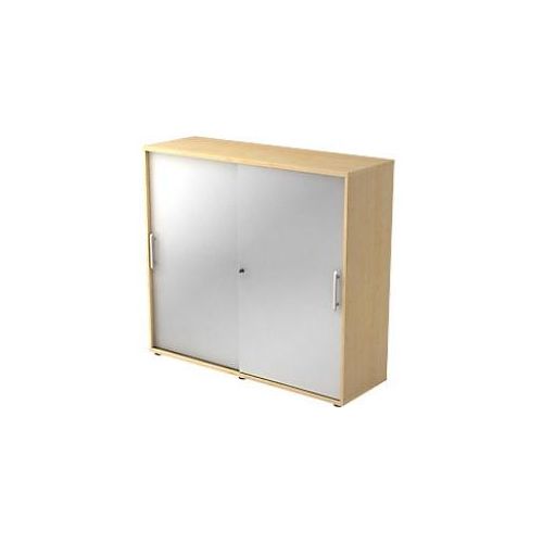 4032062131565 - Schiebetürenschrank Spanplatte 2 Fachböden abschließbar 1200 x 400 x 1100 mm Ahorn Braun Silber