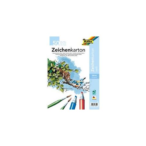 4001868083002 - Folia Zeichenpapier Weiß Karton DIN A4 120 g m2 8300 50 Blatt