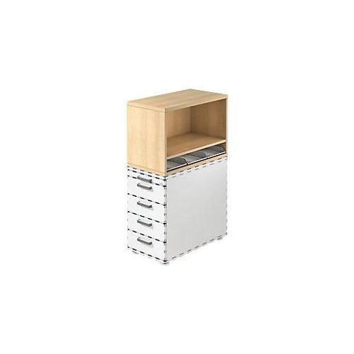 4032062173732 - Aufsatzregal Breno für Standcontainer Breno inkl 3 Kunststoffeinsätze B 428 x T 800 x H 530 mm Spanplatte Eiche