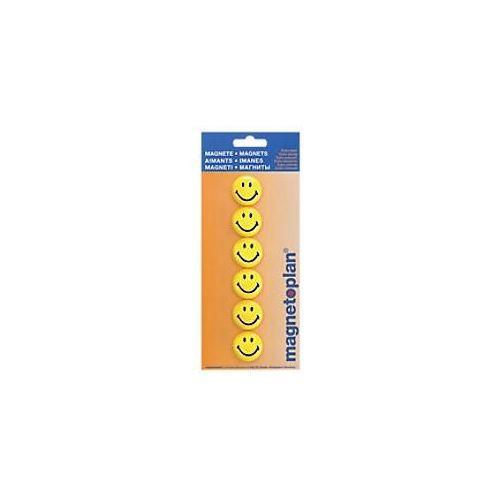 4013695028453 - Magnet ® Smiley 30mm 005kg Ferrit gelb 6 St Pack Durchmesser 30 mm - Magnetoplan