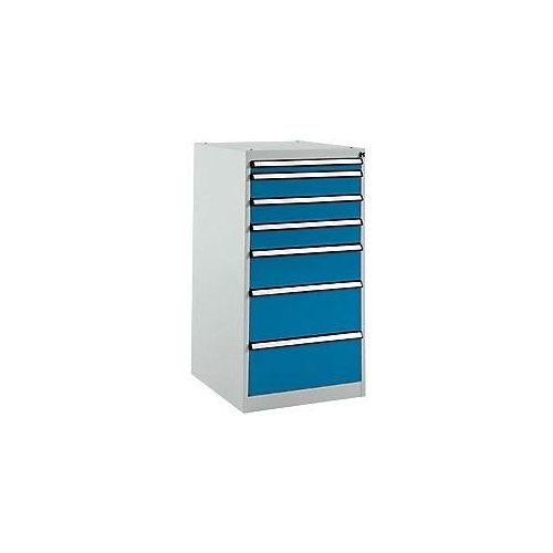 4045916451153 - SP11375007 Schubfachschrank BASETEC Stationär Nutzhöhe 900 mm mit 7 Schubfächern in brillantblau RAL 5007 N A