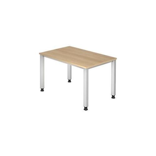 4032062165126 - Schreibtisch Q-Serie VQS12 E manuell höhenverstellbar  120x80cm (BxT) rechteckig eiche   Silber 4032062165126 Hammerbacher