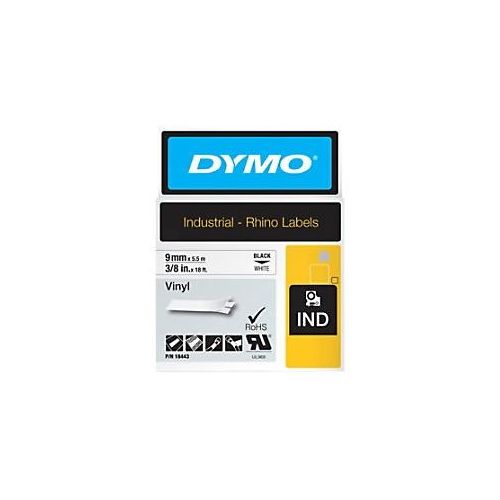 0071701184436 - DYMO Rhino-Industrie-Vinyletiketten | 9 mm x 55 m | schwarz auf weiß | selbstklebendes Schriftband | für  Rhino und LabelManager Beschriftungsgerät