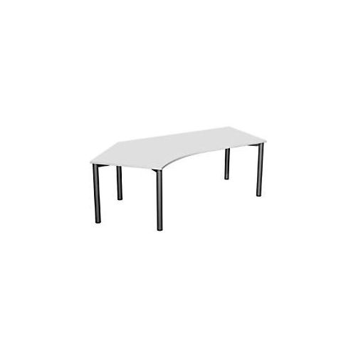 4038933409443 - 4 Fuß Flex Schreibtisch 135° links feste Höhe 2166x1130x720 Lichtgrau Anthrazit