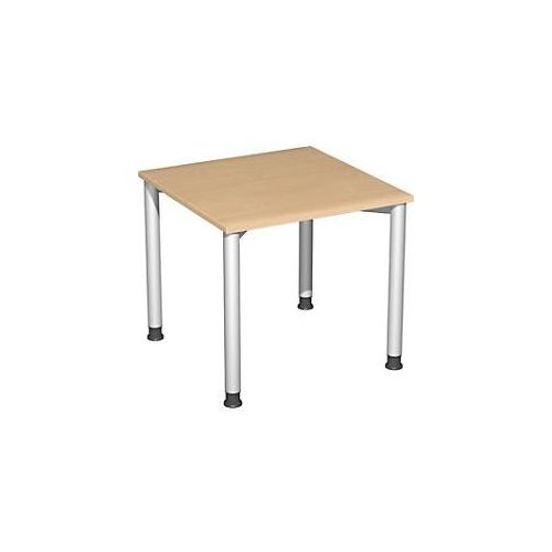 4038933002835 - Flex höhenverstellbarer Schreibtisch buche silber rechteckig 4-Fuß-Gestell silber 800 x 1800 cm