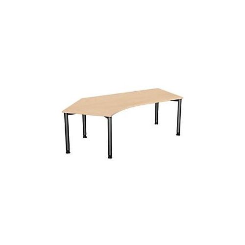 4038933415956 - Flex höhenverstellbarer Schreibtisch buche anthrazit L-Form 4-Fuß-Gestell grau 2166 x 1130 cm