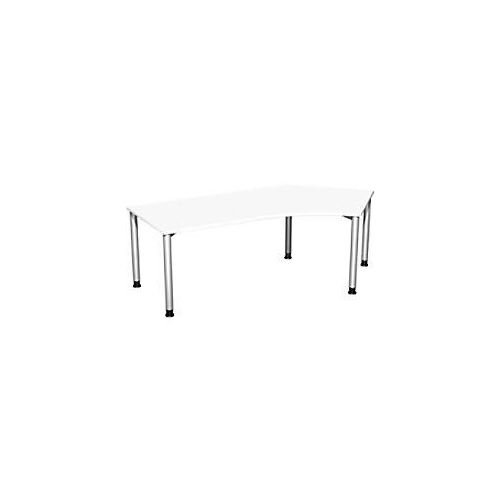 4038933482989 - Flex höhenverstellbarer Schreibtisch weiß silber L-Form 4-Fuß-Gestell silber 2166 x 1130 cm