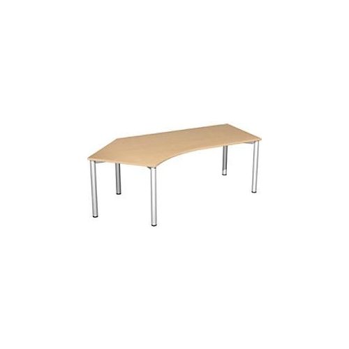 4038933409436 - 4 Fuß Flex Schreibtisch 135° links feste Höhe 2166x1130x720 Buche Silber