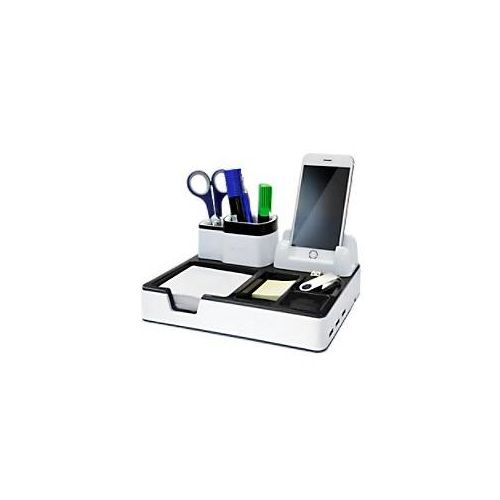 4043512800443 - Schreibtisch Organizer Smartphone Ladestation Kunststoff Schwarz Weiß 217 x 187 x 96 cm