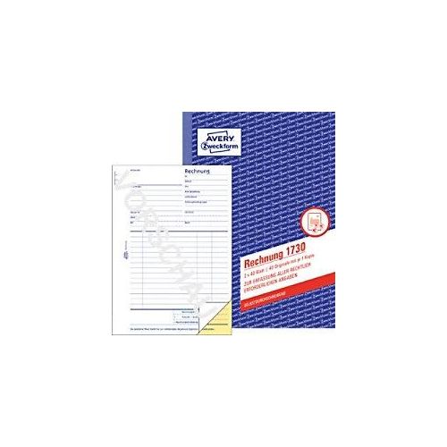 4004182017302 - Rechnung 1730 Format A5 1 Buch mit 2 x 40 Blatt FSC®-Papier weiß gelb