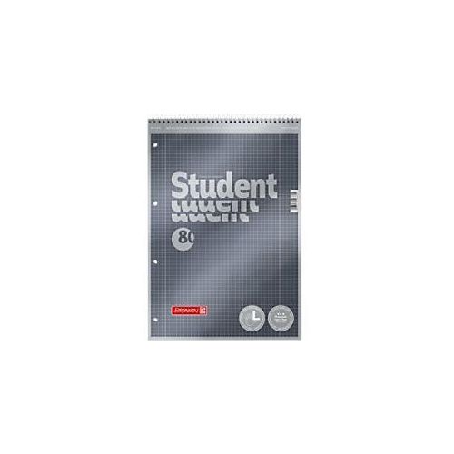 4003273566699 - BRUNNEN Student Premium Collegeblock DIN A4 Kariert Spiralbindung Pappkarton Anthrazit Metallic Perforiert 160 Seiten 80 Blatt