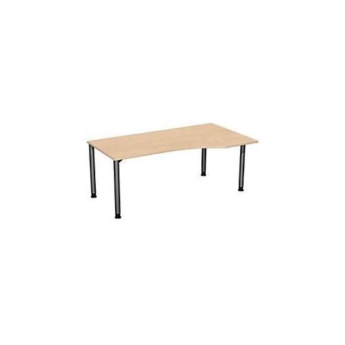 4038933003757 - Flex höhenverstellbarer Schreibtisch buche anthrazit Trapezform 4-Fuß-Gestell grau 1800 x 800  1000 cm