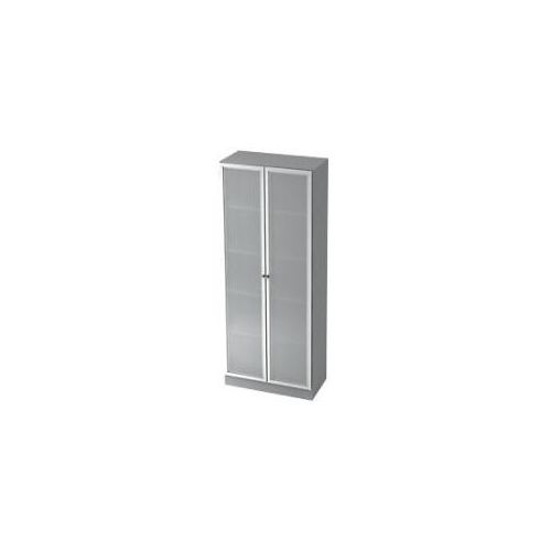 4032062128398 - Glastürenschrank Melaminharzbeschichtete Spanplatte Milchglas 5 Fachböden 800 x 420 x 2004 mm Grau Silber