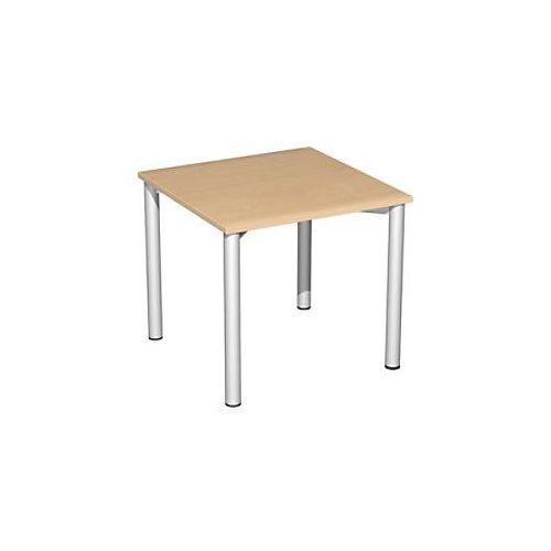 4038933066011 - Flex Schreibtisch buche silber quadratisch 4-Fuß-Gestell silber 800 x 800 cm