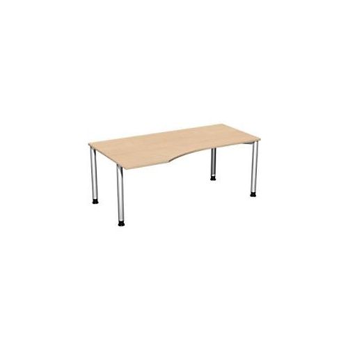 4038933003825 - Flex höhenverstellbarer Schreibtisch buche silber Trapezform 4-Fuß-Gestell silber 1800 x 800  1000 cm