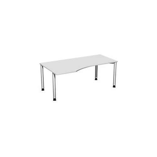 4038933003849 - Flex höhenverstellbarer Schreibtisch lichtgrau silber Trapezform 4-Fuß-Gestell silber 1800 x 800  1000 cm