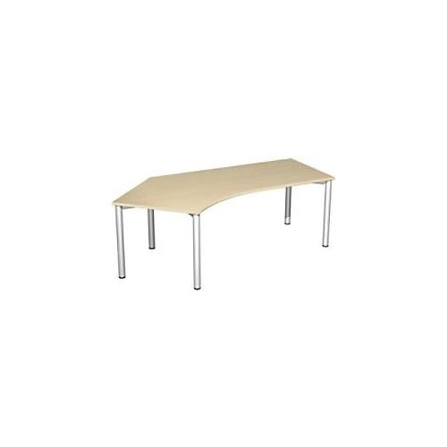 4038933409412 - 4 Fuß Flex Schreibtisch 135° links feste Höhe 2166x1130x720 Ahorn Silber