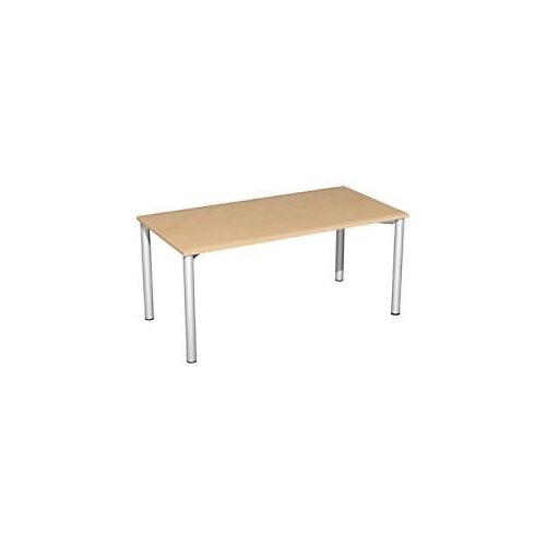 4038933066073 - Flex Schreibtisch buche silber rechteckig 4-Fuß-Gestell silber 1600 x 800 cm