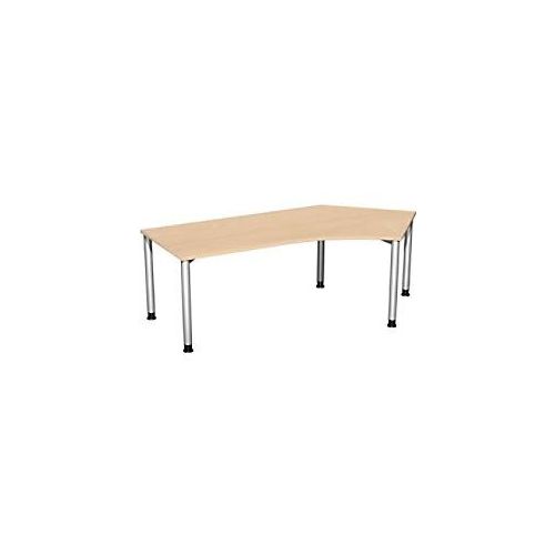 4038933416021 - Flex höhenverstellbarer Schreibtisch buche silber L-Form 4-Fuß-Gestell silber 2166 x 1130 cm