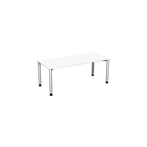 4038933482958 - Flex höhenverstellbarer Schreibtisch weiß silber rechteckig 4-Fuß-Gestell silber 1800 x 800 cm