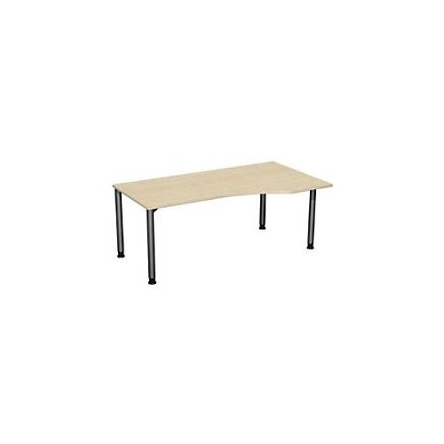 4038933003733 - Flex höhenverstellbarer Schreibtisch ahorn anthrazit Trapezform 4-Fuß-Gestell grau 1800 x 800  1000 cm