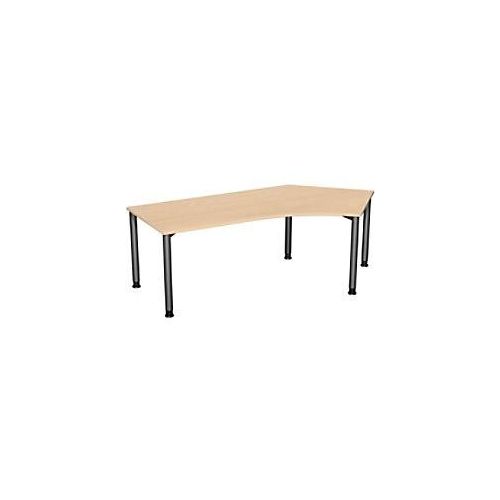 4038933416014 - Flex höhenverstellbarer Schreibtisch buche anthrazit L-Form 4-Fuß-Gestell grau 2166 x 1130 cm