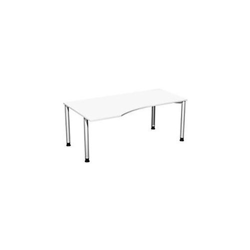 4038933482972 - Flex höhenverstellbarer Schreibtisch weiß silber Trapezform 4-Fuß-Gestell silber 1800 x 800  1000 cm