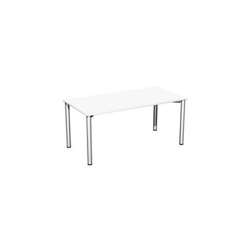 4038933417301 - Flex Schreibtisch weiß silber rechteckig 4-Fuß-Gestell silber 1600 x 800 cm