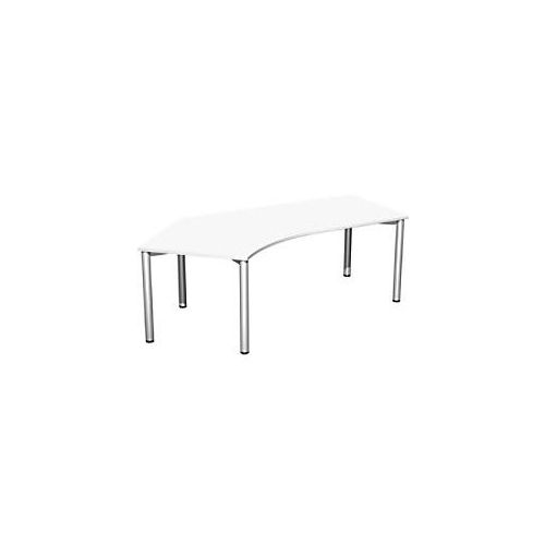 4038933501208 - 4 Fuß Flex Schreibtisch 135° links feste Höhe 2166x1130x720 Weiß Silber