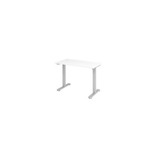 4032062189344 - Sitz-Steh-Schreibtisch Mini VXMST612 W S elektrisch höhenverstellbar 71-120cm (H) 120x672cm (BxT) rechteckig weiß Silber 4032062189344 - Sitz-Steh-Schreibtisch Mini VXMST612 W S elektrisch höhenverstellbar 71-120cm (H) 120x672cm (BxT) rechteckig weiß Silber
