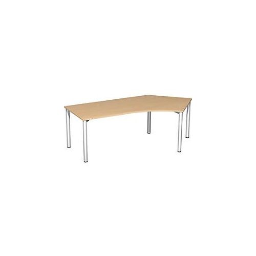 4038933409498 - 4 Fuß Flex Schreibtisch 135° rechts feste Höhe 2166x1130x720 Buche Silber