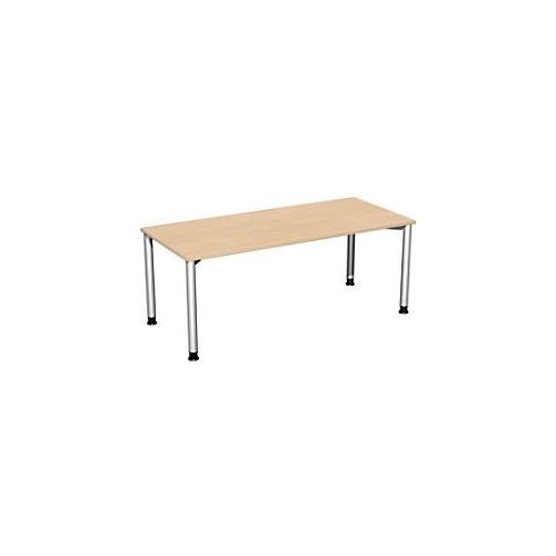 4038933478975 - Flex höhenverstellbarer Schreibtisch buche silber rechteckig 4-Fuß-Gestell silber 1800 x 800 cm