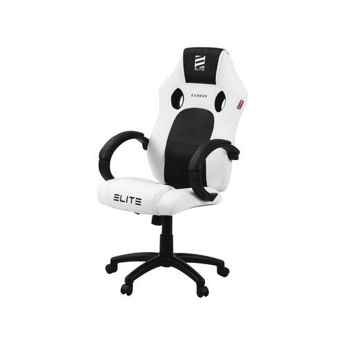 4056551044365 - ELITE Gaming-Stuhl EXODUS Armpolster 45-55cm Sitzhöhe extrabreite Sitzfläche Wippmechanik MG100 (Weiß Schwarz)