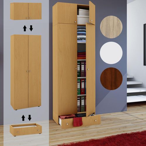 4051814352621 - Holz Kleiderschrank Schrank mit 6 Fächern und Drehtüren erweiterbar Maße ca B 70 x H 218 x T 40 cm - Vandol 4051814352621 - Holz Kleiderschrank Schrank mit 6 Fächern und Drehtüren erweiterbar Maße ca B 70 x H 218 x T 40 cm - Vandol