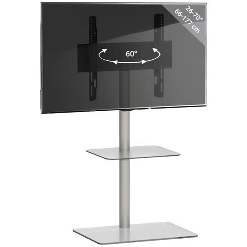 4051814345562 - TV Standfuß mit Zwischenboden Alu Fernseh Ständer ESG-Sicherheitsglas Maße ca H 100 x B 60 x T 45 cm - Alani 4051814345562 - TV Standfuß mit Zwischenboden Alu Fernseh Ständer ESG-Sicherheitsglas Maße ca H 100 x B 60 x T 45 cm - Alani
