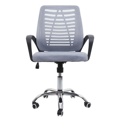 4057651539324 - Bürostuhl MCW-L44 Schreibtischstuhl Computerstuhl ergonomische Rückenlehne Netzbezug Stoff Textil ~ grau