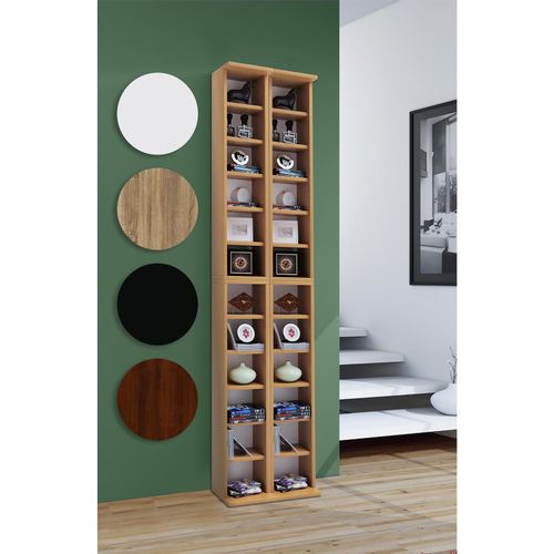 4051814336232 - Holz CD DVD Stand Regal CD Regal mit Platz für 408 CDs oder 144 DVDs oder 80-Videos Maße H 183 x B 42 x T 20 cm Elegantes CD DVD Regal Blu ray Regal – Almera