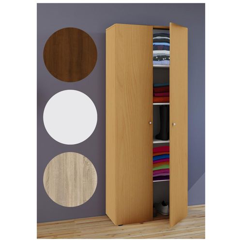 4051814352447 - Holz Kleiderschrank 5 Fächer Maße ca B 70 x H 178 x T 40 cm 2 Drehtüren erweiterbar Schrank - Vandol