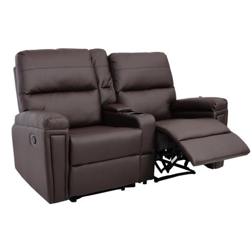 4057651817798 - 2er Kinosessel MCW-K17 Relaxsessel Fernsehsessel Sofa Nosagfederung Getränkehalter Fach ~ Kunstleder braun