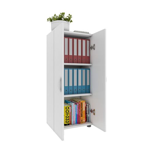 4051814420443 - Aktenschrank Ulas 3 Ordnerhöhen 2 Fachböden für ca 21 Ordner Flügeltüren B 490 x T 340 x H 1080 mm Holz weiß
