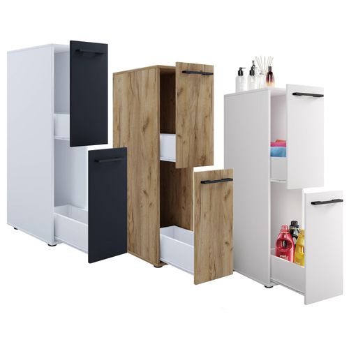 4051814418105 - Badmöbel Nischenschrank Raumteiler Badschrank Midischrank Schublade Sadilo L (Farbe Weiß) 4051814418105 - Badmöbel Nischenschrank Raumteiler Badschrank Midischrank Schublade Sadilo L (Farbe Weiß)