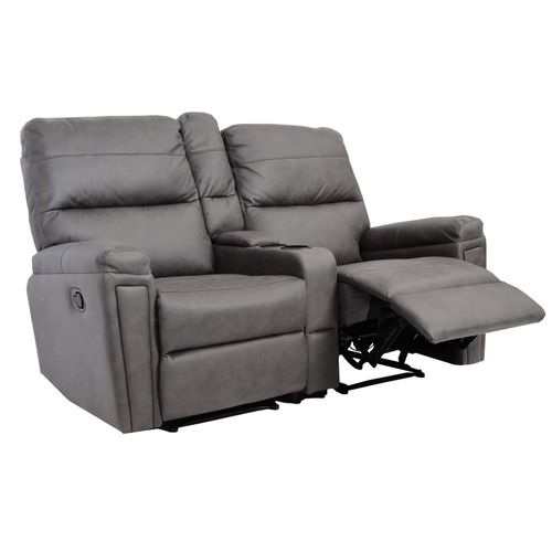 4057651817842 - 2er Kinosessel MCW-K17 Relaxsessel Fernsehsessel Sofa Nosagfederung Getränkehalter Fach ~ Stoff Textil dunkelgrau