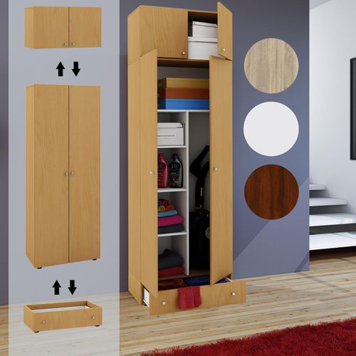 4051814352058 - Besenschrank 6 Fächer Maße B 70 x H 238 x T 40 cm Haushaltsschrank Mehrzweckschrank Aufsatz mit zwei Türen - Vandol 4051814352058 - Besenschrank 6 Fächer Maße B 70 x H 238 x T 40 cm Haushaltsschrank Mehrzweckschrank Aufsatz mit zwei Türen - Vandol