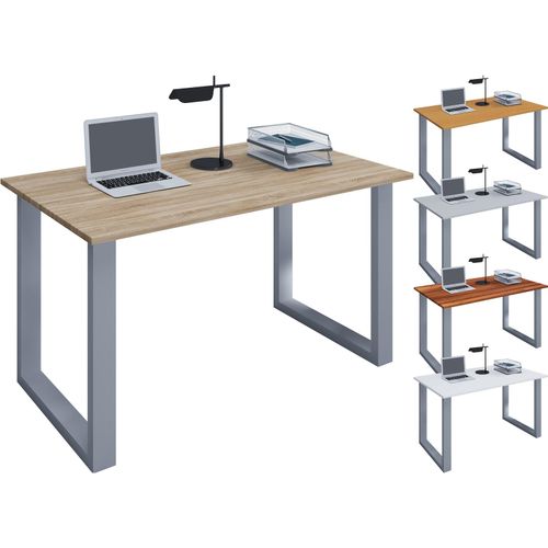 4051814380204 - Holz Schreibtisch Computertisch Lona U Alu Silber (Farbe Weiß B 140 x H 76 x T 80 cm)