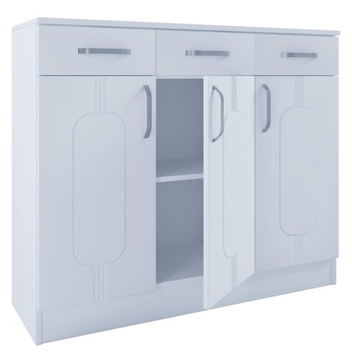 4051814425097 - Holz Kommode Sideboard Highboard Anrichte Schrank Balia 3 Schublade Drehtüren (Farbe Weiß) 4051814425097 - Holz Kommode Sideboard Highboard Anrichte Schrank Balia 3 Schublade Drehtüren (Farbe Weiß)