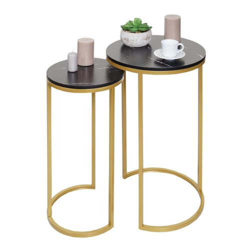 4057651799483 - 2er-Set Beistelltisch MCW-K46 Kaffeetisch Nachttisch Loungetisch Marmor-Optik FSC-zertifiziert MDF ~ schwarz-gold 4057651799483 - 2er-Set Beistelltisch MCW-K46 Kaffeetisch Nachttisch Loungetisch Marmor-Optik FSC-zertifiziert MDF ~ schwarz-gold