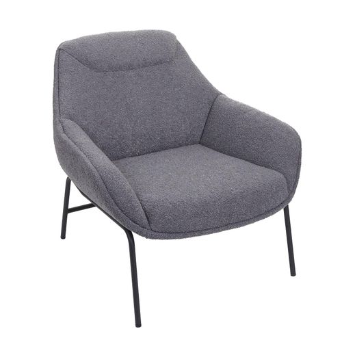 4057651803647 - Lounge-Sessel MCW-J77 Cocktailsessel Sessel Bouclé Stoff Metall ~ dunkelgrau