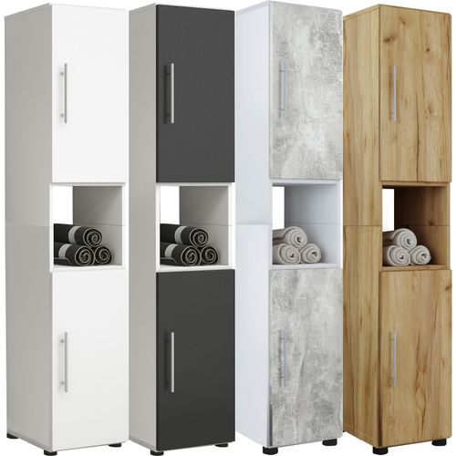 4051814372179 - Holz Badezimmerschrank Badmöbel Stand Badregal Hochschrank Maße ca H 153 x B 31 x T 30 cm - Flandu 4051814372179 - Holz Badezimmerschrank Badmöbel Stand Badregal Hochschrank Maße ca H 153 x B 31 x T 30 cm - Flandu